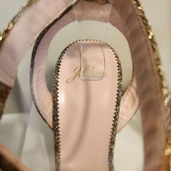 NWT J.Crew "Harlow" Gold Lurex Over Leather Ankle Strap Pumps Sz.8.5 $248 - Picture 5 of 9